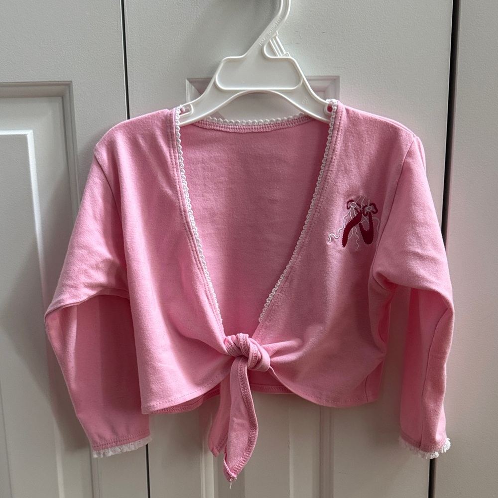 Charming Pink Tie-Front Kids Ballet / Dance Cardigan
